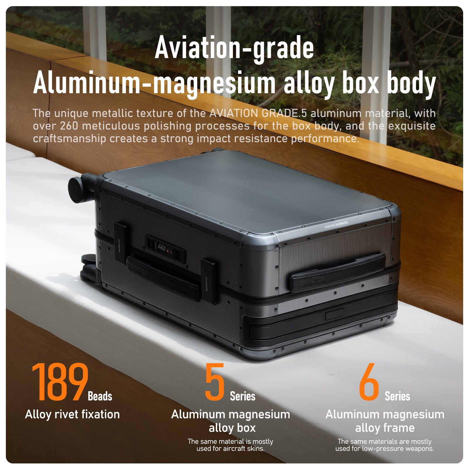 Roaming All Aluminum zipperless luggage Grey thumbnail 2