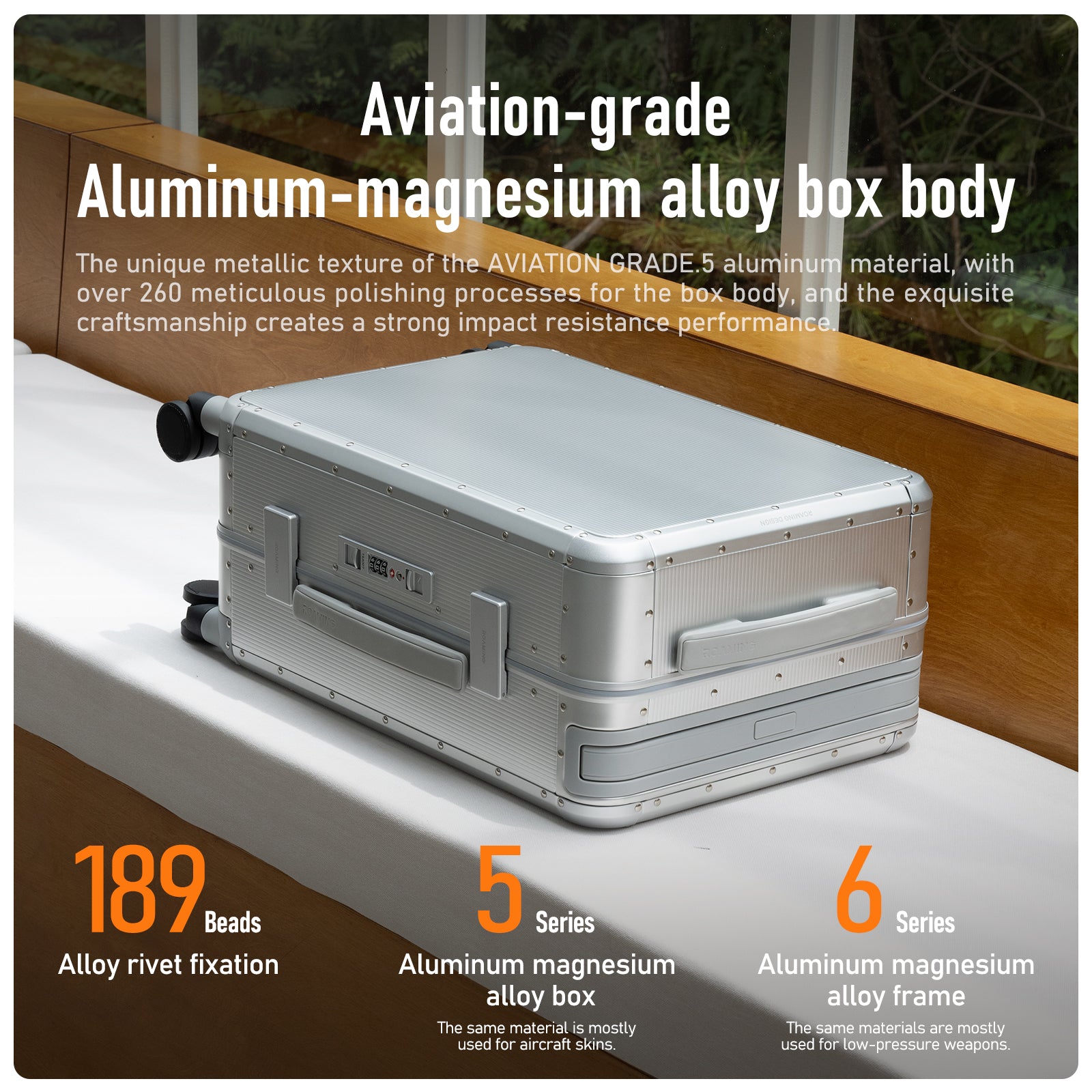 Roaming All Aluminum zipperless luggage Silver thumbnail 2