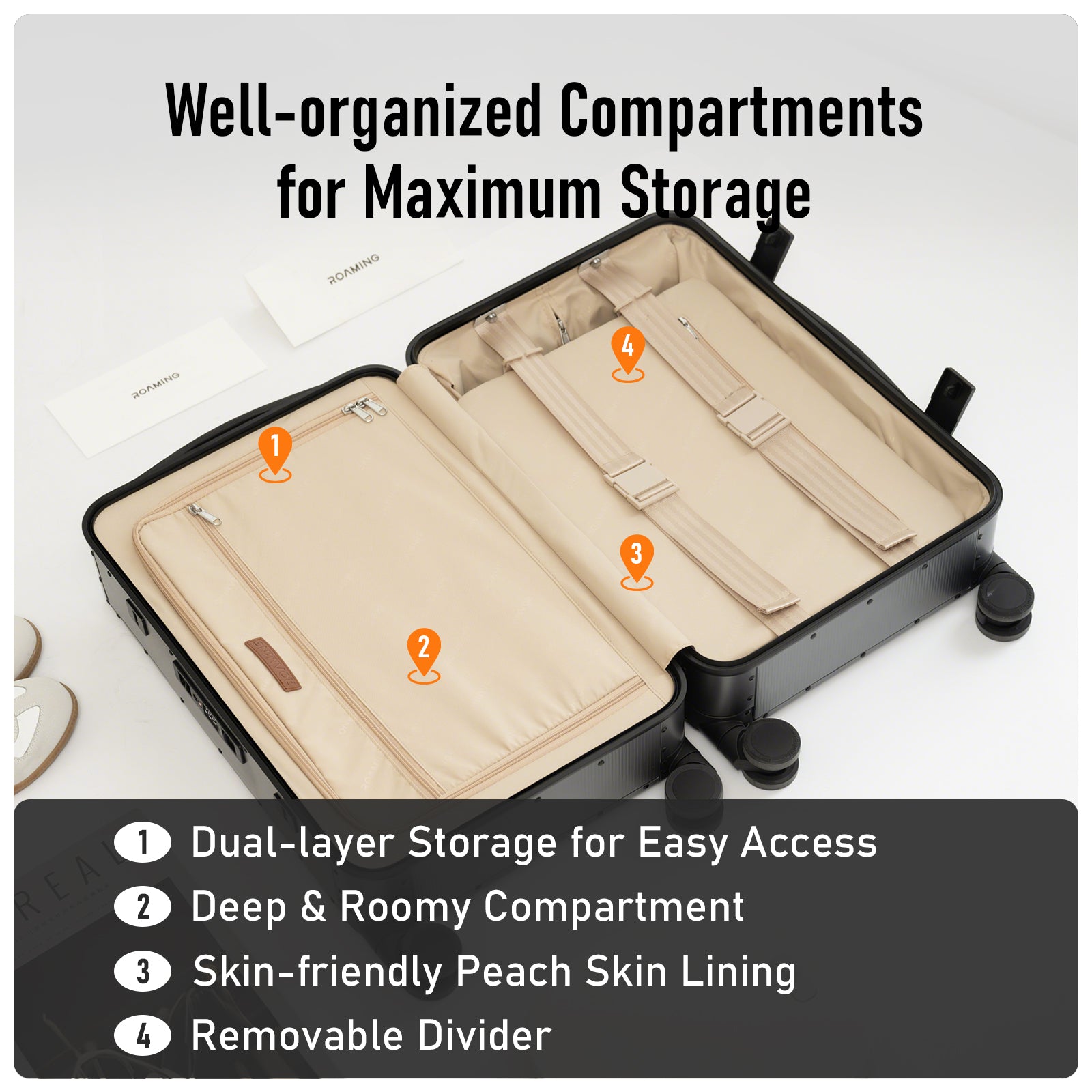 Roaming All Aluminum zipperless luggage Greyish black thumbnail 7