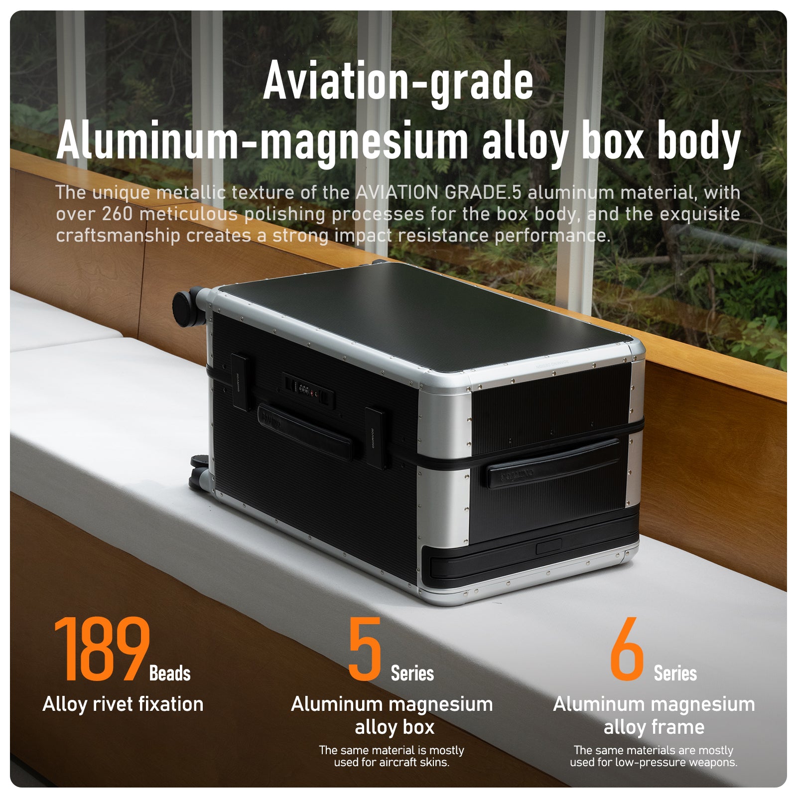 Roaming All Aluminum zipperless luggage Silver black thumbnail 9