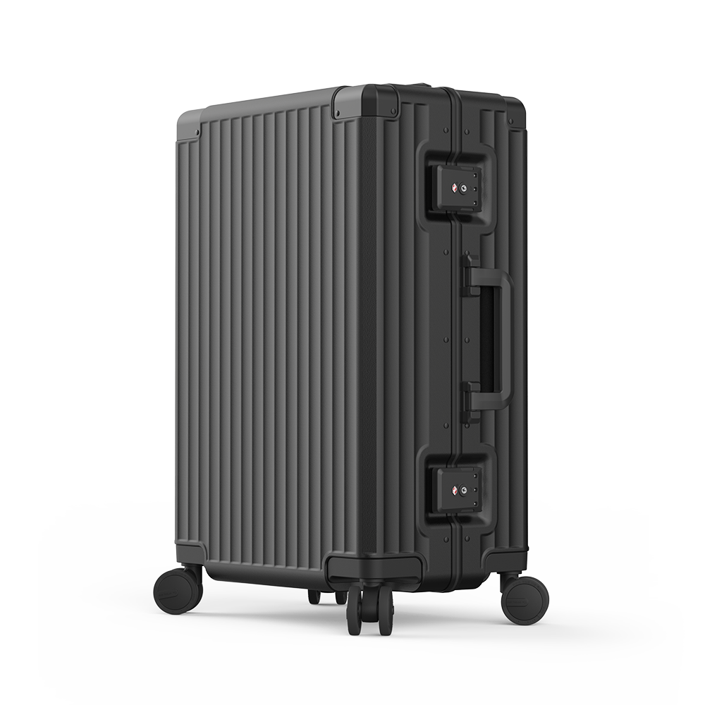 Roaming Aluminum Frame zipperless luggage  black thumbnail 2