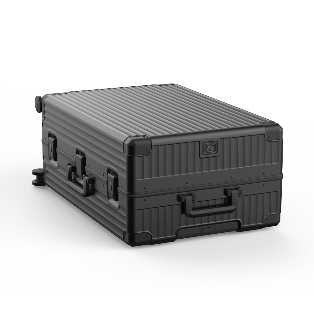 Roaming Aluminum Frame zipperless luggage  black thumbnail 4