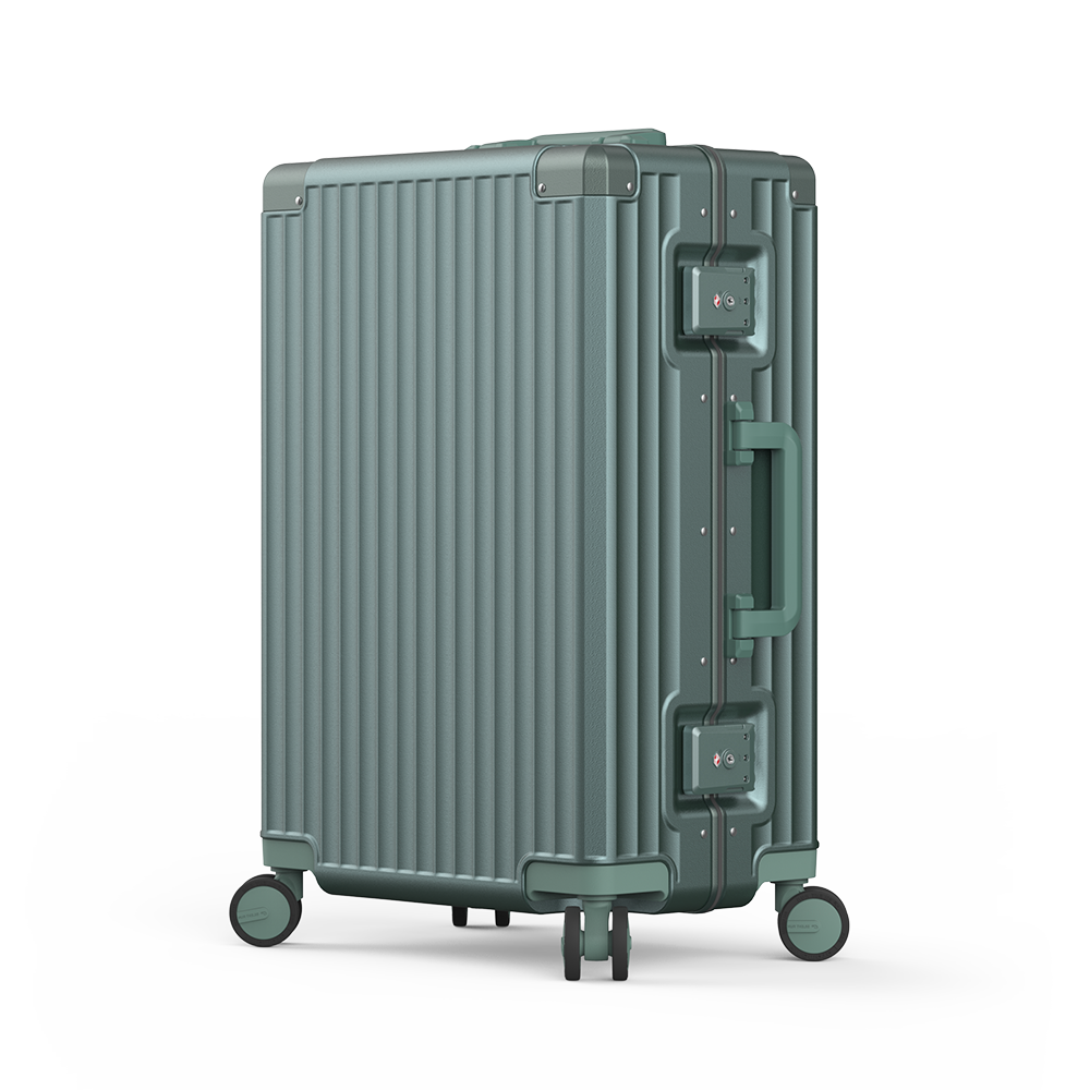 Roaming Aluminum Frame zipperless luggage Khaki green thumbnail 2