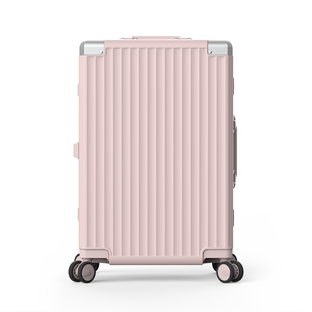 Pink aluminum frame luggage