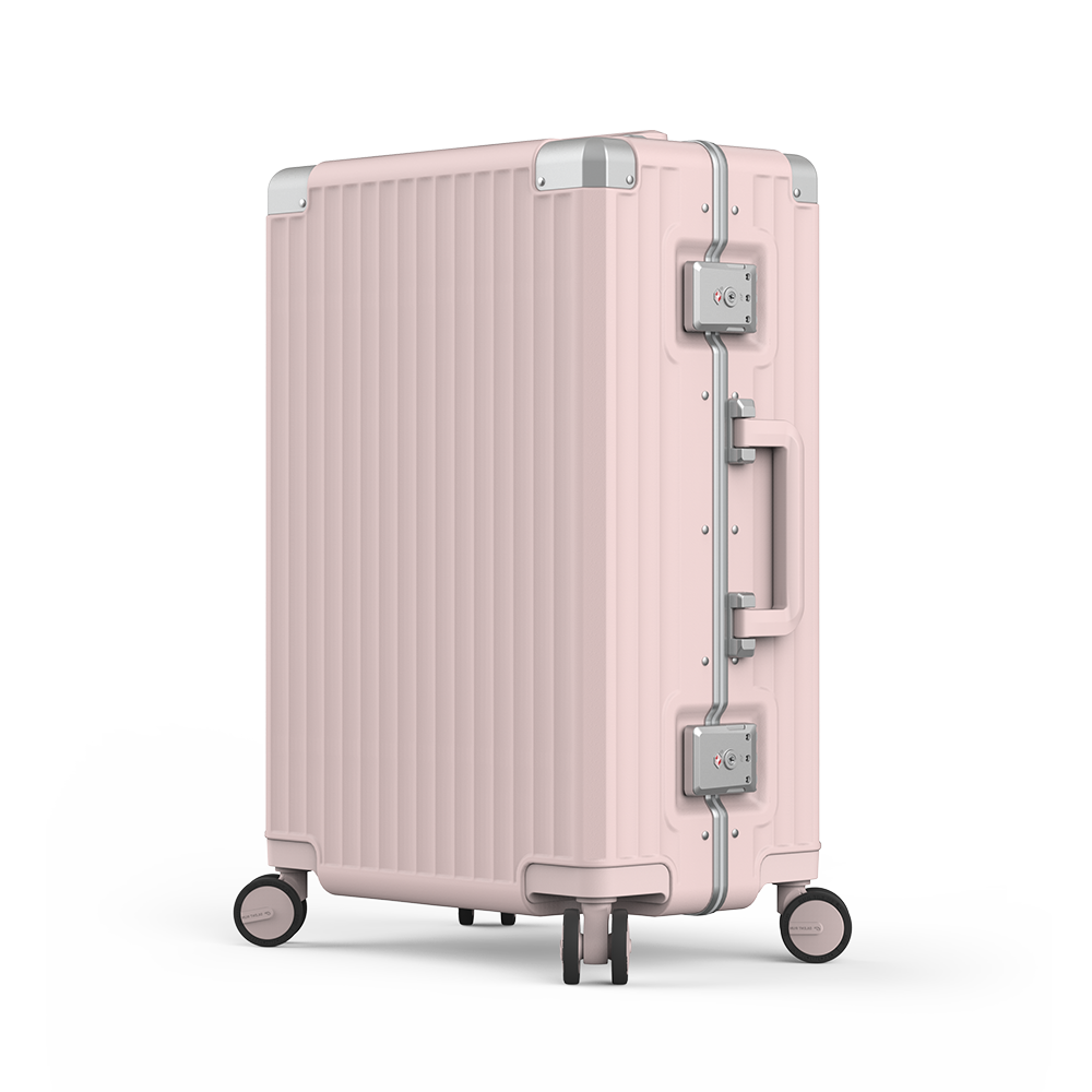 Roaming Aluminum Frame zipperless luggage pink thumbnail 2