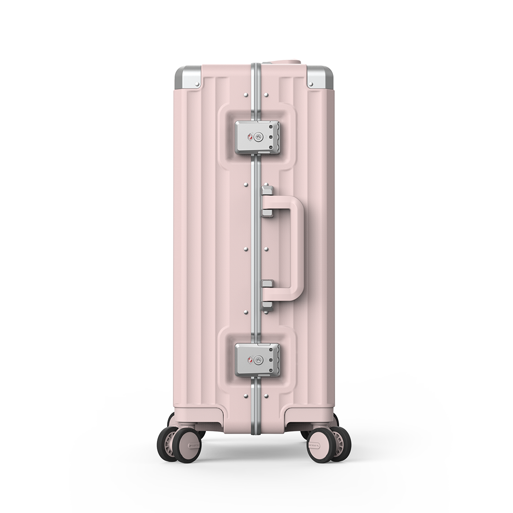 Roaming Aluminum Frame zipperless luggage pink thumbnail 3