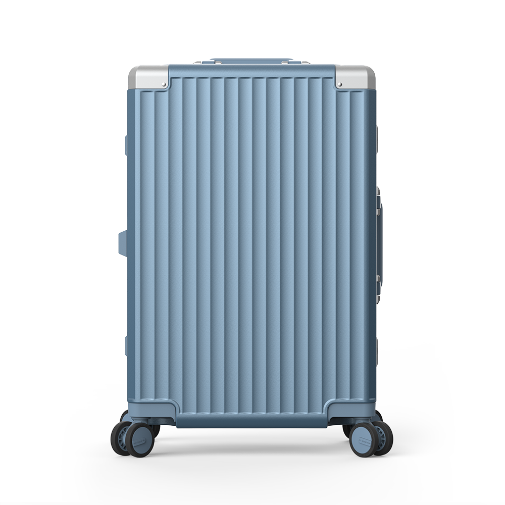 White aluminum frame luggage