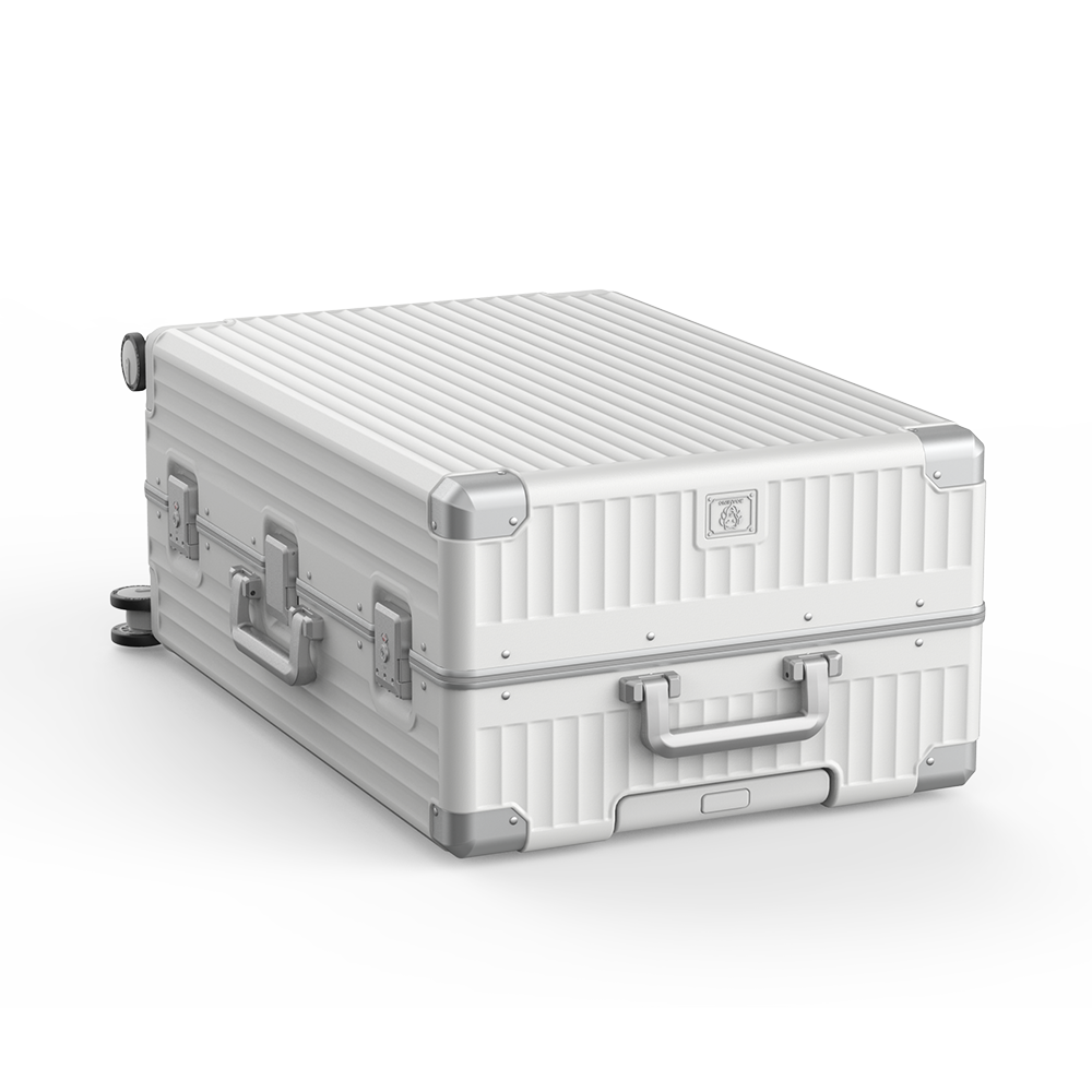 Roaming Aluminum Frame zipperless luggage white thumbnail 4
