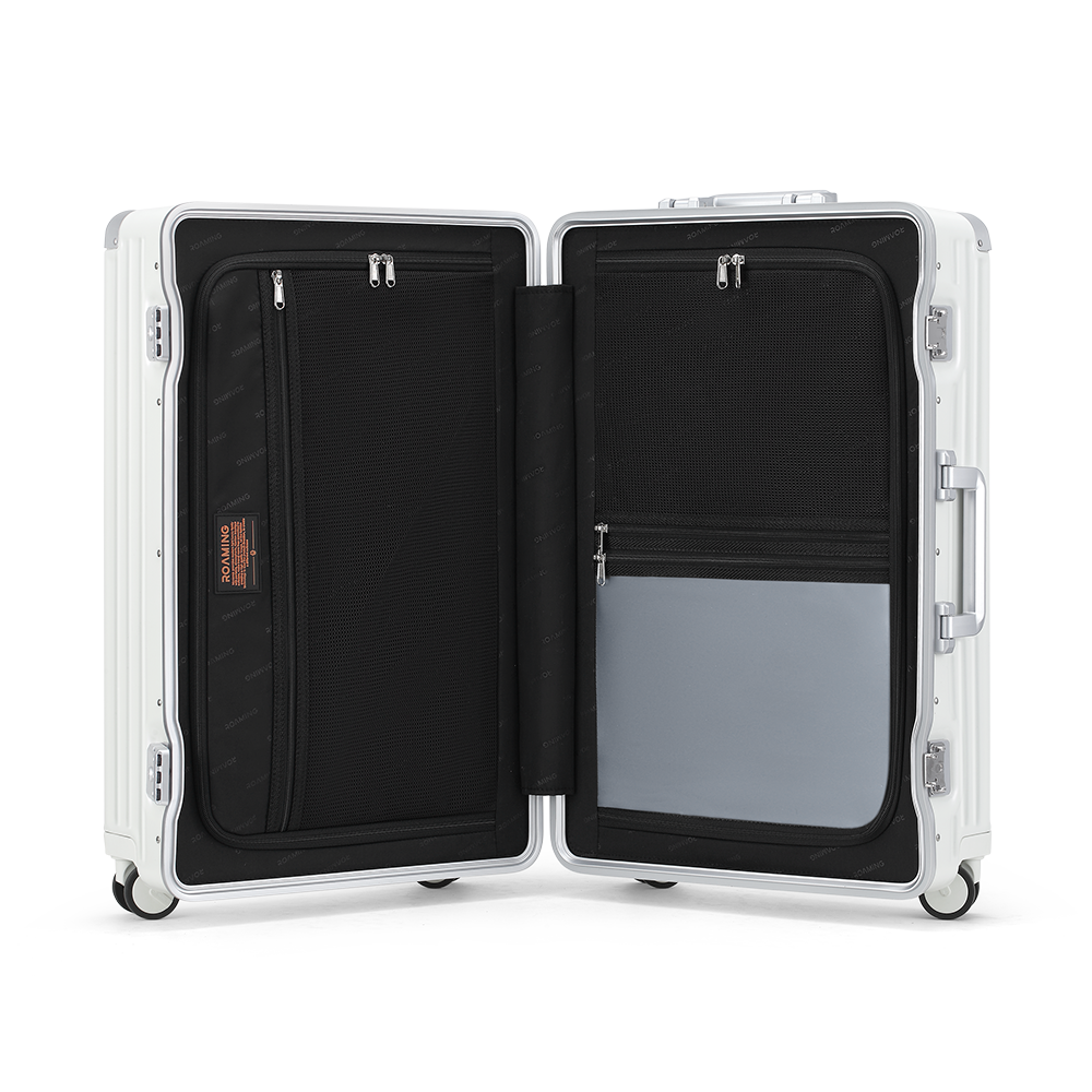 Roaming Aluminum Frame zipperless luggage white thumbnail 5