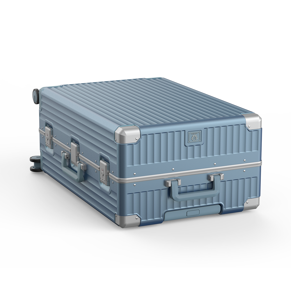 Roaming Aluminum Frame zipperless luggage blue thumbnail 4